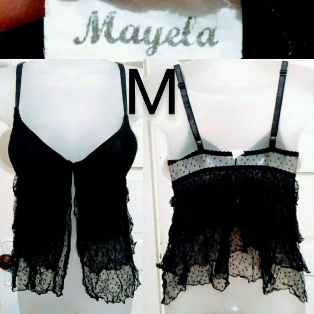 ✔️Nylon Mesh V-Neck Bra Nightie Top